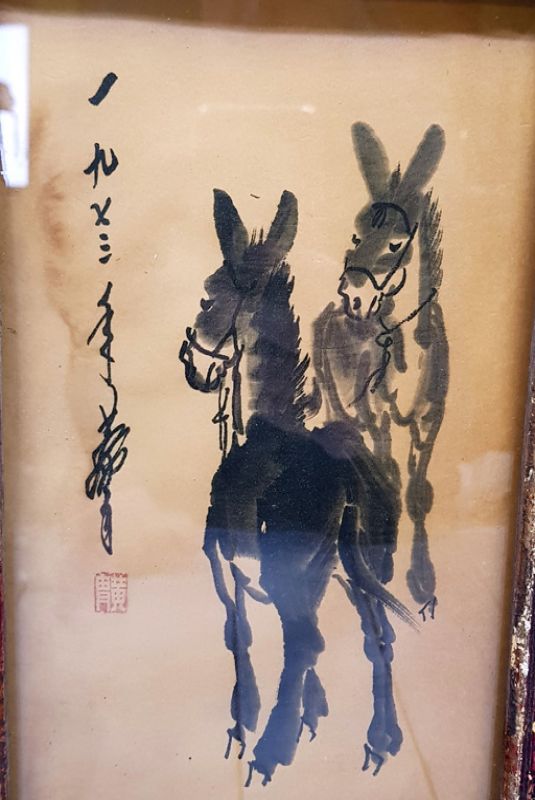 Alte chinesische Holzrahmen - Malerei - Der chinesische Esel 2