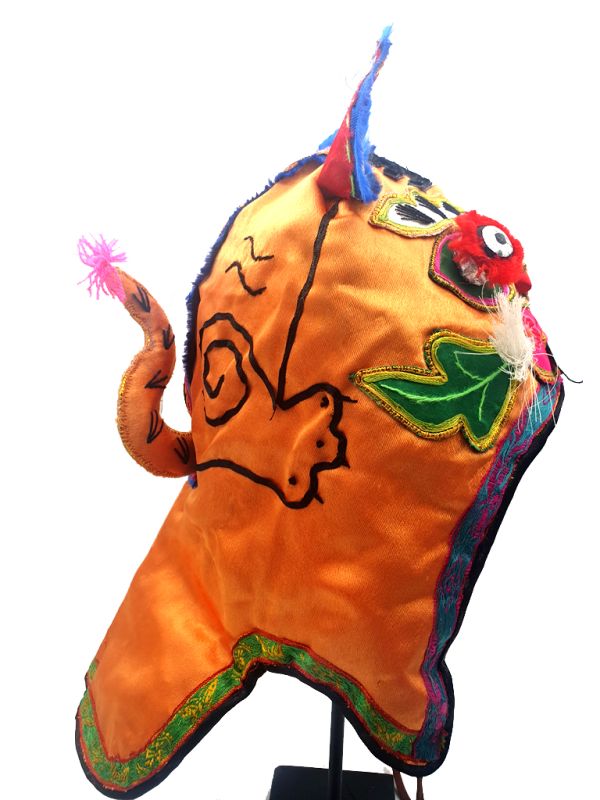 Bilder überfliegen für die vergrößerung Alte chinesische Kind hut Kleines Monster - Gelb/Orange 3