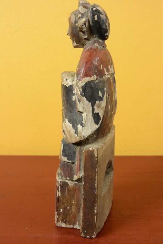 Alte chinesische Statue - Polychrome Frau 4