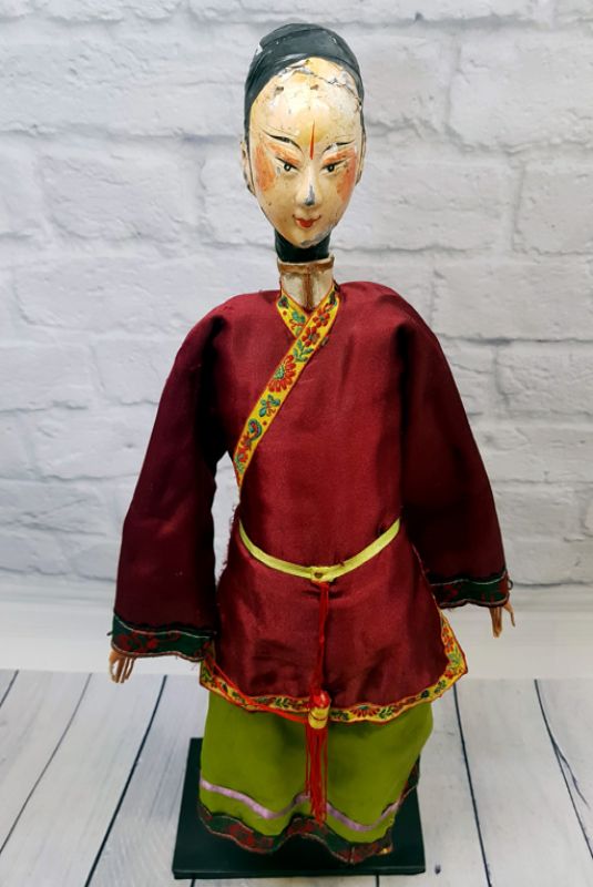 Alte chinesische Theater-Marionette - Fujian-Provinz - Frau / Operntänzer 2
