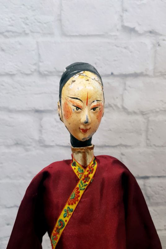 Alte chinesische Theater-Marionette - Fujian-Provinz - Frau / Operntänzer 3