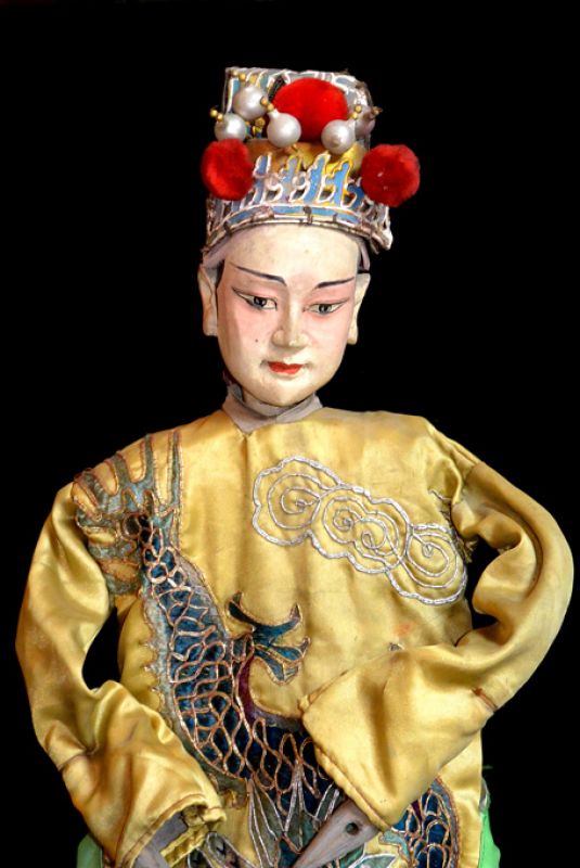 Alte chinesische Theater-Marionette - Fujian-Provinz - Goldenes Drachenkleid - Opera 2