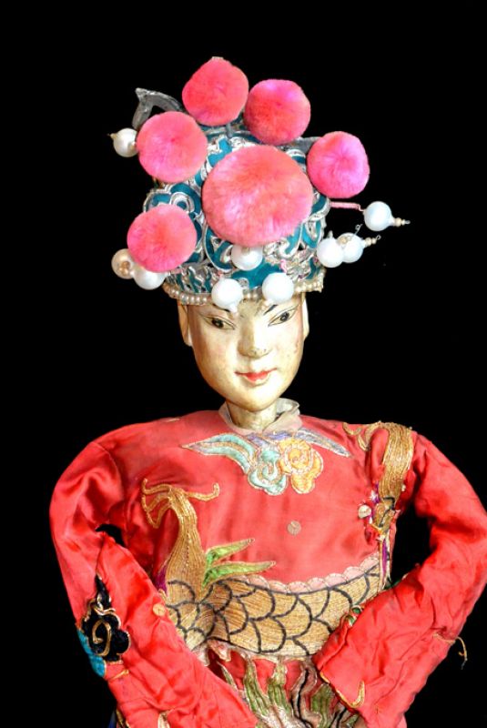 Alte chinesische Theater-Marionette - Fujian-Provinz - Rotes Drachenkleid - Opera 2