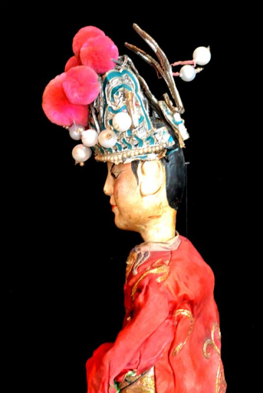 Alte chinesische Theater-Marionette - Fujian-Provinz - Rotes Drachenkleid - Opera 4