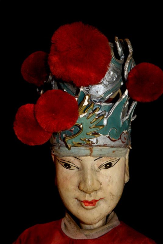 Alte chinesische Theater-Marionette - Fujian-Provinz - Rotes Kleid - Oper 3