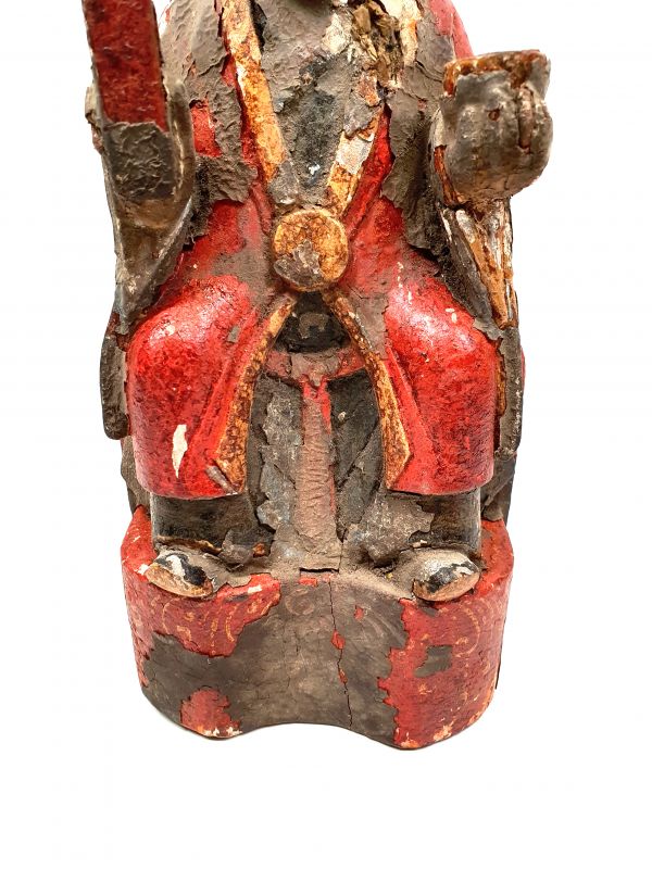 Alte chinesische Votive Statue - Qing-Dynastie - Große Mandarin - Polychromie 3