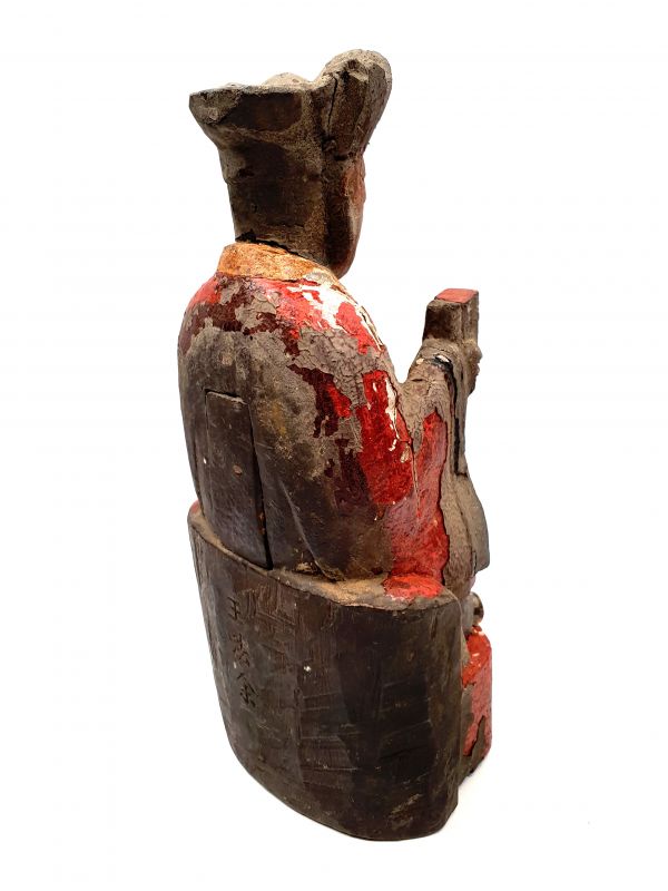 Alte chinesische Votive Statue - Qing-Dynastie - Große Mandarin - Polychromie 4