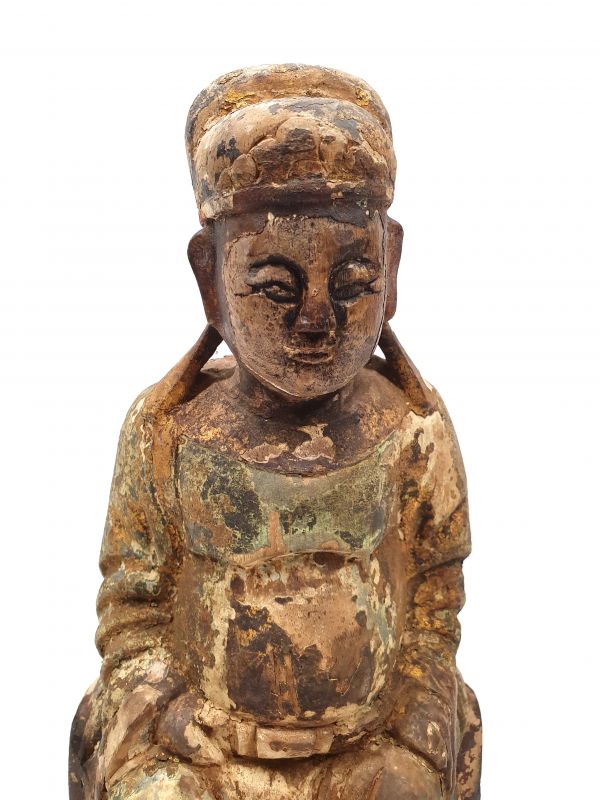 Alte chinesische Votive Statue - Qing-Dynastie - Kaiser - Große Statue 2
