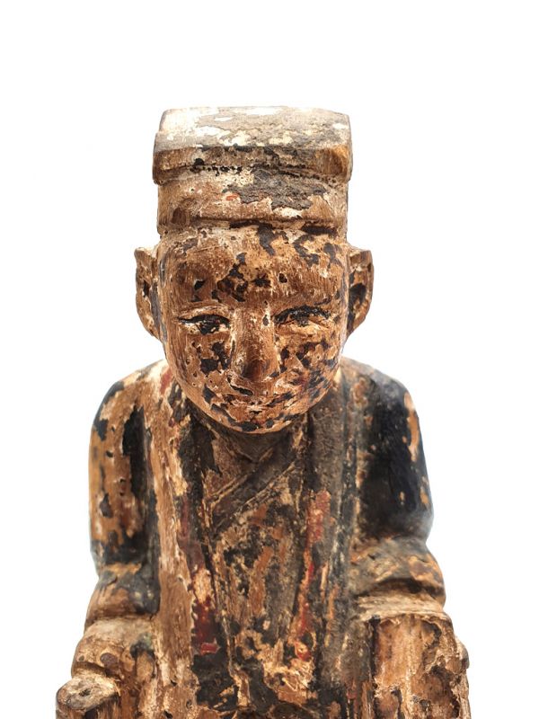 Alte chinesische Votive Statue - Qing-Dynastie-Paar 1 2