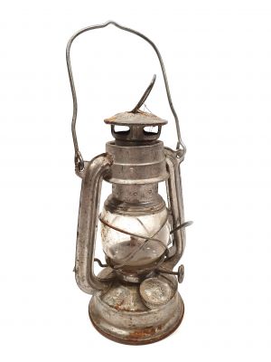 Alte Grubenlampe - Chinesische Bergleute - Aluminium
