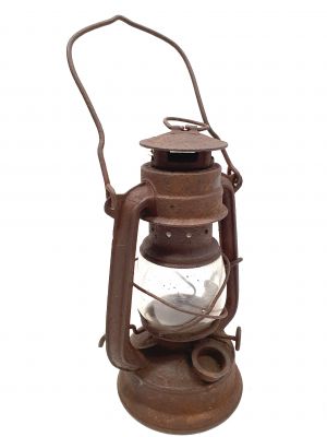 Alte Grubenlampe - Chinesische Bergleute - Braun