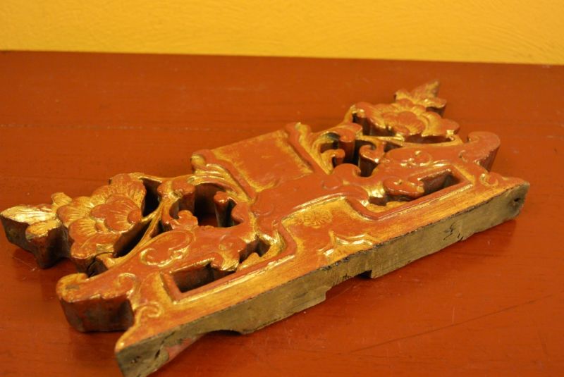alte Holz asiatischen Schnitzereien Doppel-Blume 4