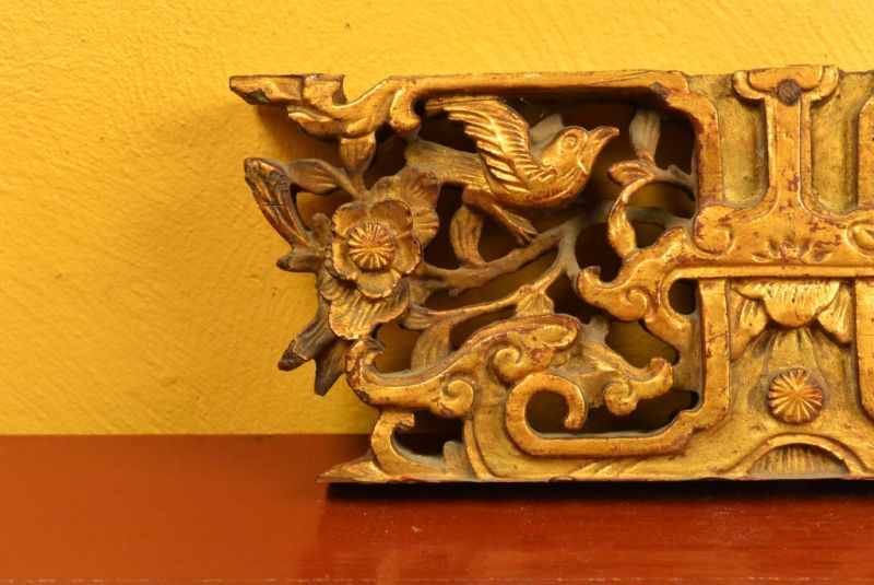 alte Holz asiatischen Schnitzereien Vögel und Blumen 2 2