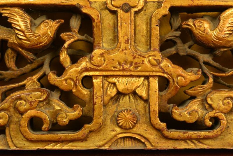 alte Holz asiatischen Schnitzereien Vögel und Blumen 2 4