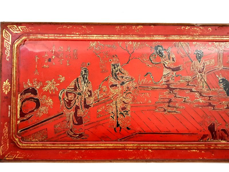 Alte Holztafel aus der Qing-Dynastie - Lack - Chinesische Mandarinen 2