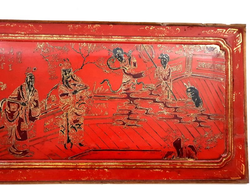 Alte Holztafel aus der Qing-Dynastie - Lack - Chinesische Mandarinen 3