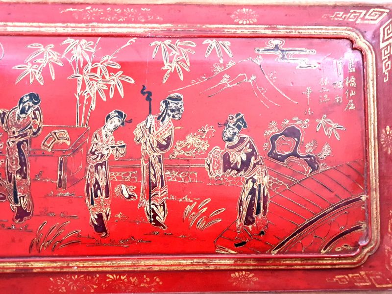 Alte Holztafel aus der Qing-Dynastie - Lack - Der Schlossgarten 3
