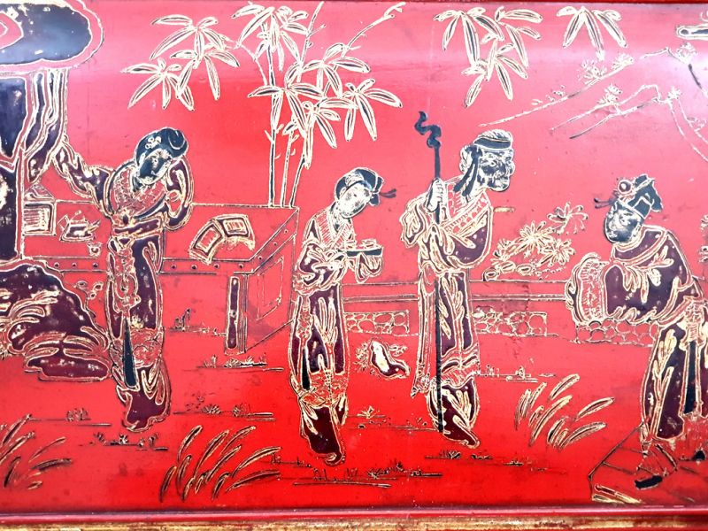 Alte Holztafel aus der Qing-Dynastie - Lack - Der Schlossgarten 4