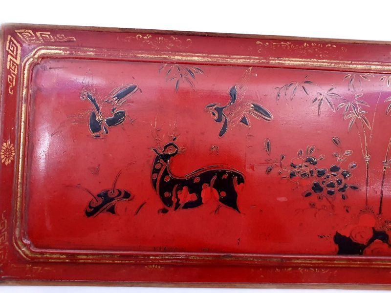 Alte Holztafel aus der Qing-Dynastie - Lack - Waldtiere 2 2
