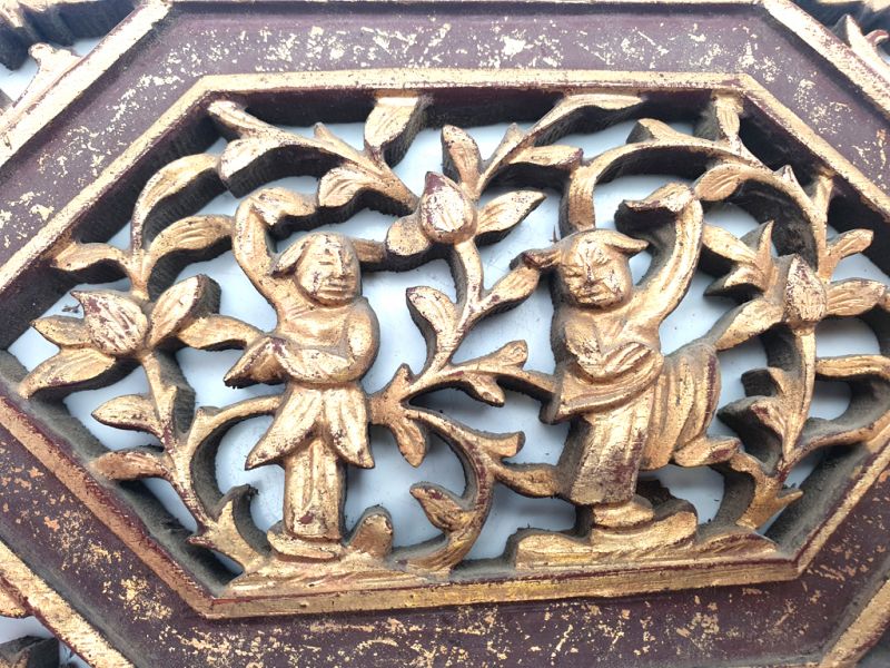 Alte Holztafel - Qing-Dynastie - Die Qing-Tänzer 2