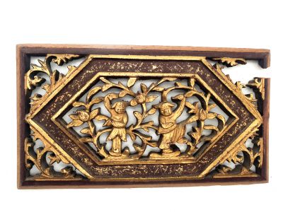 Alte Holztafel - Qing-Dynastie - Die Qing-Tänzer