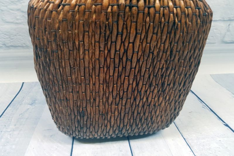Alte kleine geflochtene chinesische Box - Korbflechterei 3