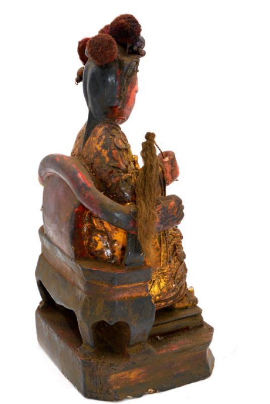 alte Reproduktion - Chinesische Votivstatue - Frau mit Kopfschmuck 4