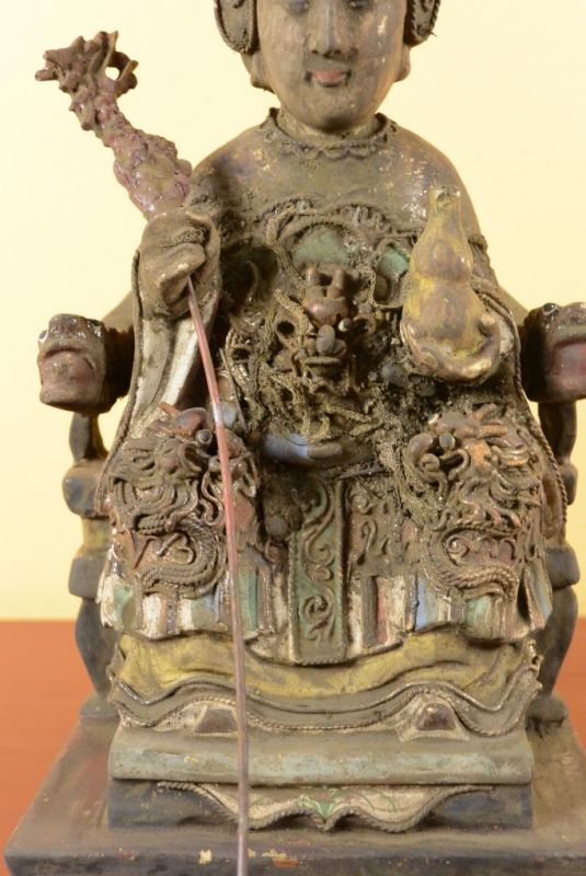 alte Reproduktion - Chinesische Votivstatue - Frau und Drache 3