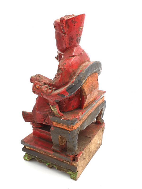 alte Reproduktion - Chinesische Votivstatue - Kaiser - Rot 3