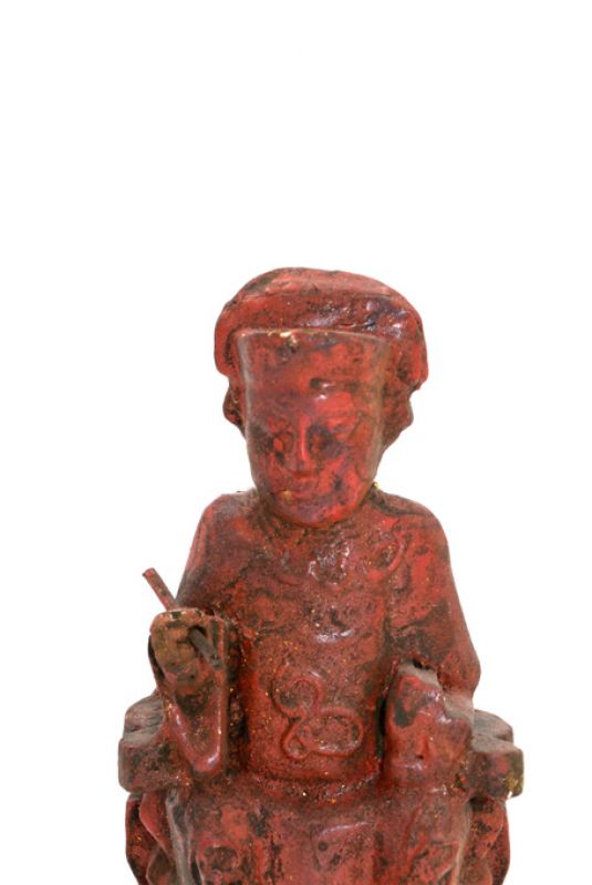 alte Reproduktion - Kleine Chinesische Votivstatue - Roter Lack 2