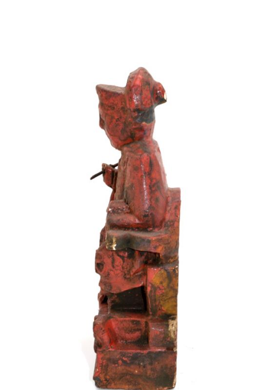 alte Reproduktion - Kleine Chinesische Votivstatue - Roter Lack 4