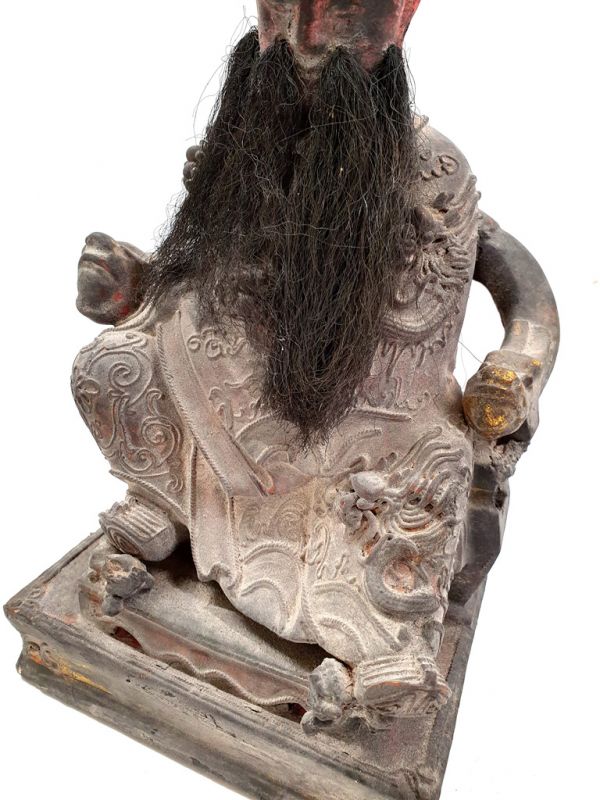 alte Reproduktion - Sehr Große Chinesische Votivstatue - Schwarzer Bart 3