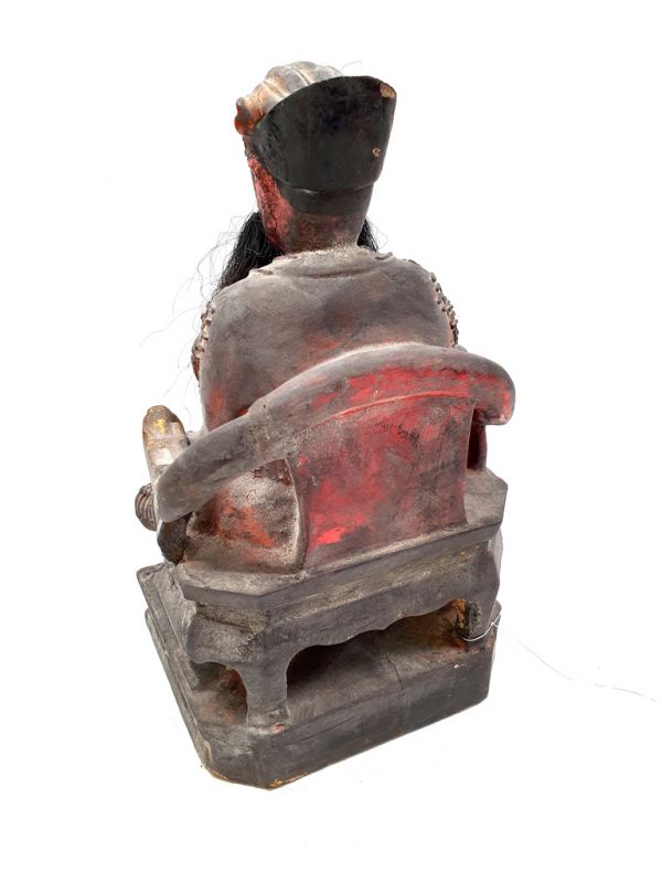 alte Reproduktion - Sehr Große Chinesische Votivstatue - Schwarzer Bart 4
