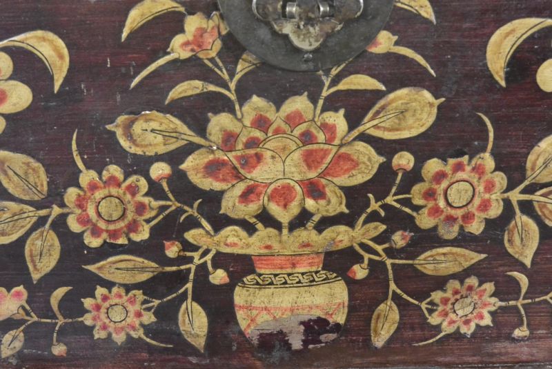 Alten chinesischen große Truhe Blumen 2