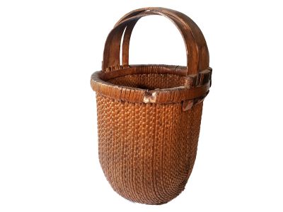 Alter chinesischer geflochtener Reiskorb - Korbflechten - Braun Alter chinesischer geflochtener Reiskorb - Korbflechten - Braun