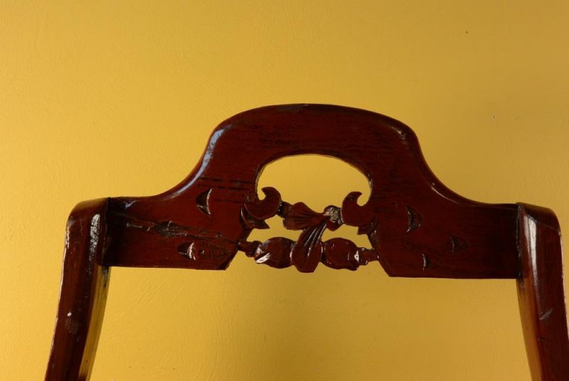 Alter chinesischer Korb / Eimer - Rot 2