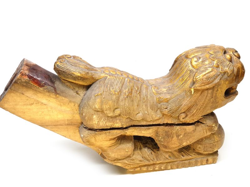 Alter chinesischer Steinlöwe in Holz - Alter chinesischer Tempel 4