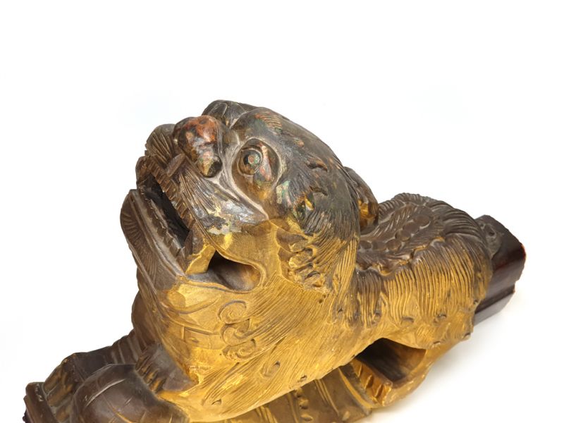 Bilder überfliegen für die vergrößerung Alter chinesischer Steinlöwe in Holz - Hangzhou-Tempel 2