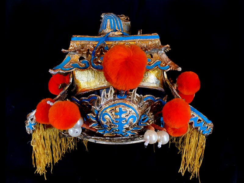Alter chinesischer Theatre Kappe Alter chinesischer Theaterkopfschmuck japanischer Feind - Samurai 5 2
