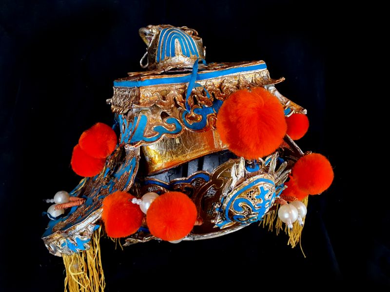 Alter chinesischer Theatre Kappe Alter chinesischer Theaterkopfschmuck japanischer Feind - Samurai 5 3