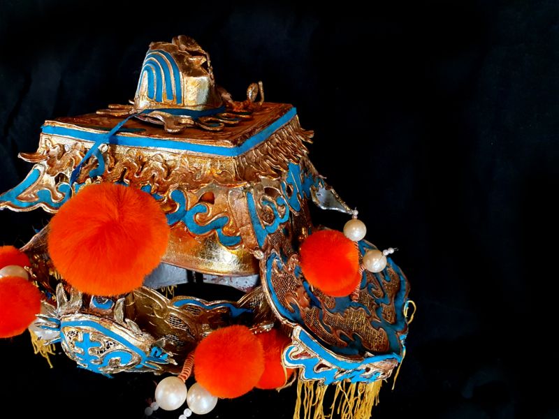 Alter chinesischer Theatre Kappe Alter chinesischer Theaterkopfschmuck japanischer Feind - Samurai 5 4