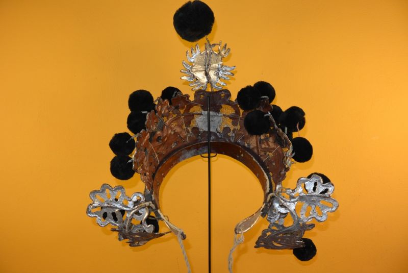 Alter chinesischer Theatre Kappe Crown schwarzen Bommel 2