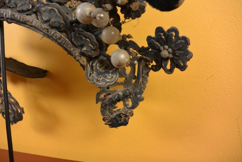 Alter chinesischer Theatre Kappe - Crown schwarzen Bommel 4