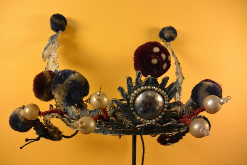 Alter chinesischer Theatre Kappe - Crown schwarzen Bommel 3