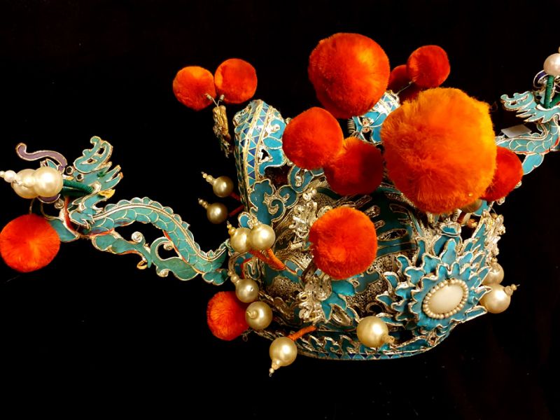 Alter chinesischer Theatre Kappe Drachen Beschützer 3
