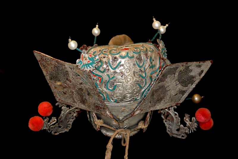 Alter chinesischer Theatre Kappe Drachen 5