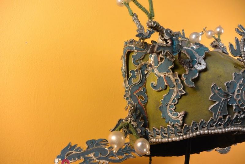 Alter chinesischer Theatre Kappe Drachen und Phönix 3