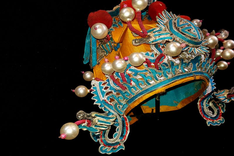 Alter chinesischer Theatre Kappe Drachenfeuerhut 2