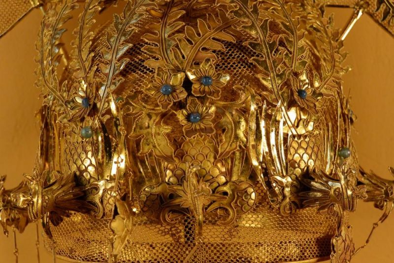 Alter chinesischer Theatre Kappe Kaiserin - Gold plattiert 2