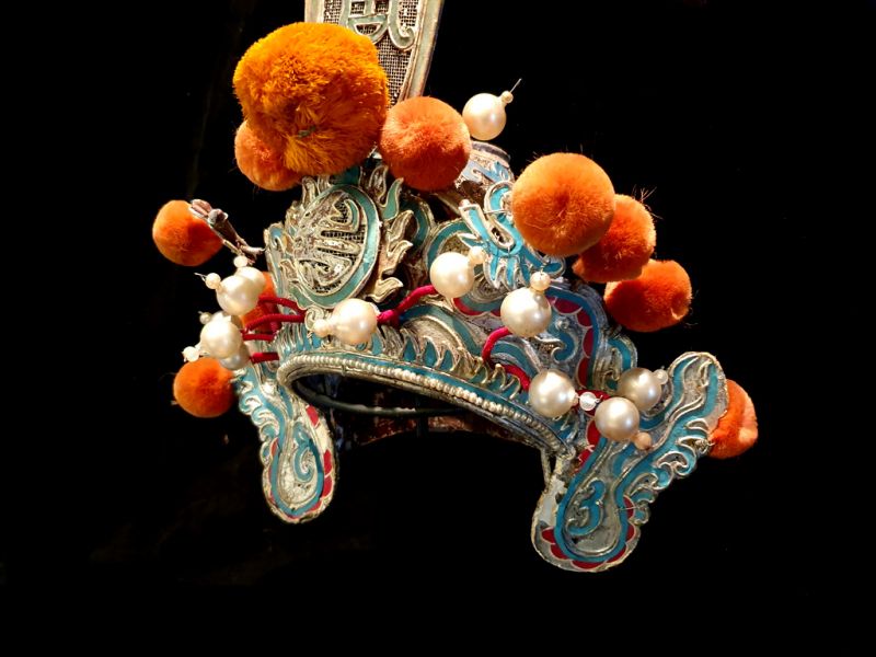 Alter chinesischer Theatre Kappe Kaiserlichen Armee Kämpfer 2
